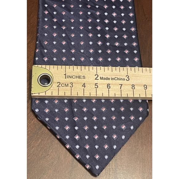 Van Heusen Blue Pink 100% Imported Silk Men’s Neck Tie Made In Usa - Picture 4 of 9